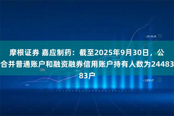 摩根证券 嘉应制药：截至2025年9月30日，公司合并普通账户和融资融券信用账户持有人数为24483户